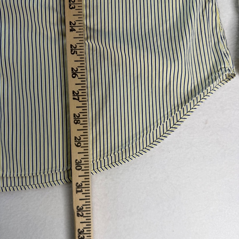 Ralph Lauren Classic Fit Striped Button Down Shirt Yellow Navy Blue Mens 16.5 - Picture 7 of 9
